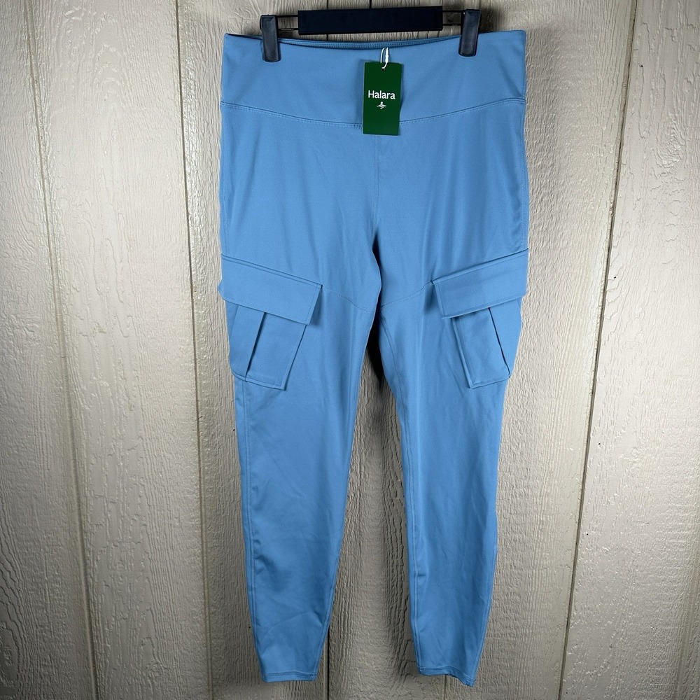 NEW Halara HaloTek Air Womens Sz XL Cargo Pocket Leggings Butt Lift Blue Stretch